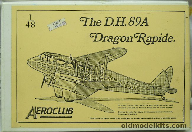 Aeroclub 1/48 DH-89A Dragon Rapide - (DH89A) - G-AGUF Island Air Service or Royal Navy plastic model kit